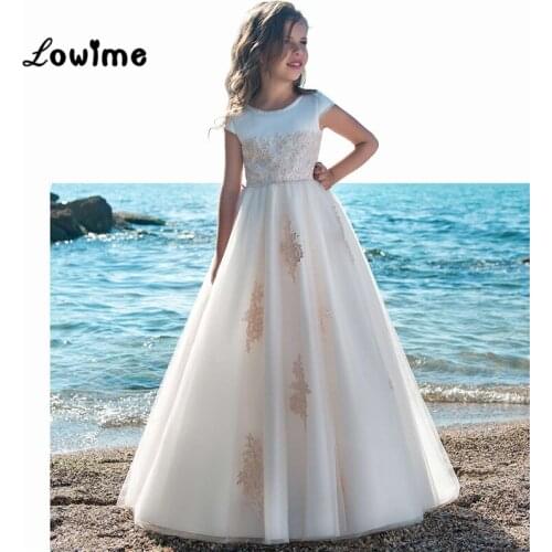 Pearls Flower Girl Dresses 2018 Vestido De Daminha Custom Applique Girls DressesBeautiful Pageant Dresses Communion Dresses