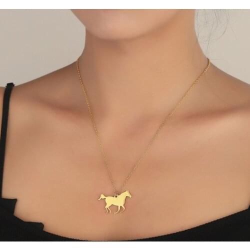 Stainless Steel Horse Necklaces Running Horse Pendant Trendy Girlfriend Kid Horse Jewelry
