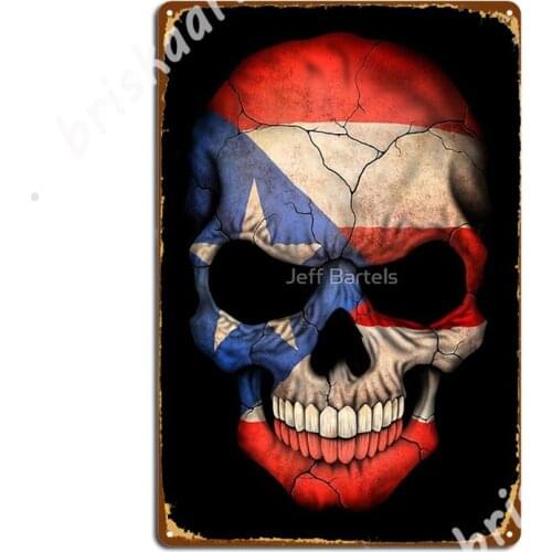 Puerto Rican Flag Skull Metal Signs Living Room Poster Wall Mural create Tin sign Posters