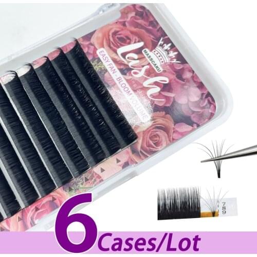 6pcs/lot MASSCAKU factory wholesale 8-20mm volume easy fan eyelash extension unique cashmere easy fanning eyelash extensions