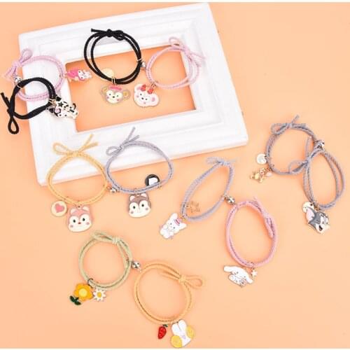 Romantic 2pcs/pair Magnet Couple Bracelet For Lovers Cute Cartoon Matching Partner Braslet Friendship Jewelry Birthday Gift