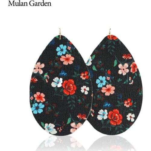 Mulan Garden PU Leather Earrings Fashion Jewelry for Women Big Statement New Water Drop Earrings 2018 Christmas Gift Wholesale
