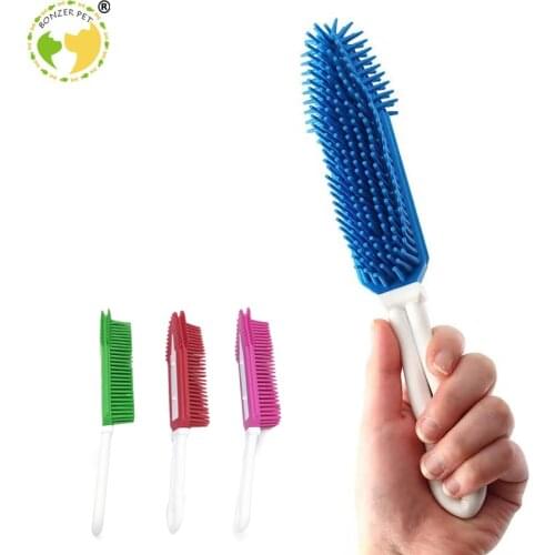 Bonzerpet Pet Dog Puppy Cat Hair Silicone Bath Brush Hang Comb Soft Sticky Hair Tool Small Animal Massage Portable Cleaning Tool