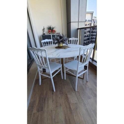 4a-Foldable Leaf Table White Color Gold Foot