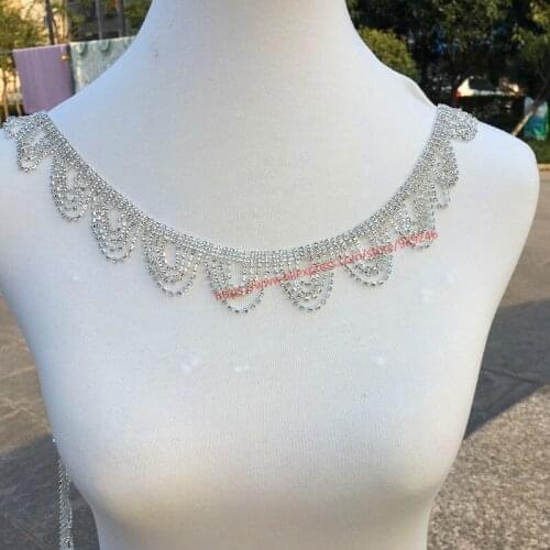 U-shape tassel rhinestone chain bridal wedding decorative trims popular crystal yard chain for garment accessory DIY crafts