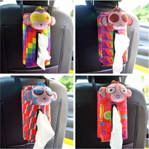 1pc 24cm cute expression monkey plush paper towel case hanging tissue box vehicle-mounted stuffed toy gift