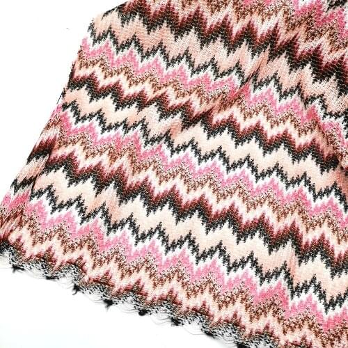 1 Yard Wave Striped Knitting Lace Fabrics Zig Zag Pink Fabric Soft Mesh Dress Fabric Floral 150Cm