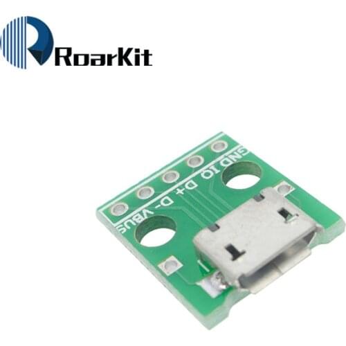 10PCS/LOT MICRO USB to DIP Adapter 2.54mm 5pin Female Connector B Type PCB Converter USB-01