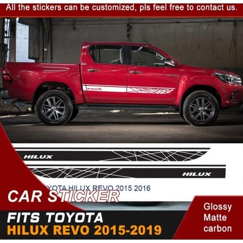 2 Pcs hilux side door stripe racing graphic Vinyl cool car sticker custom fit For Toyota Hilux Revo SR5 M70 M80 2015 2016