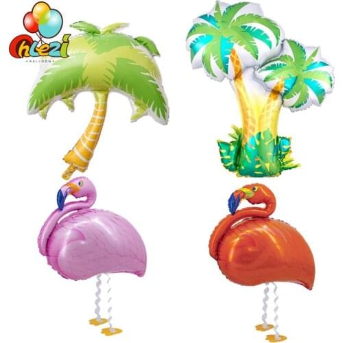 2pcs Standing Flamingo Walking Balloons Coconut Tree Palm Tree Foil Ballon Adult Wedding Birthday Party Decoration Baby Shower