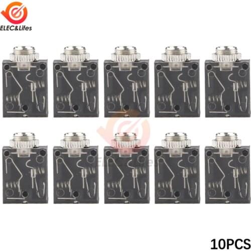 2021 Hot Sale 10Pcs/set 5 Pin 3.5mm Stereo Audio Jack Socket PCB Panel Mount for Headphone With Nut PJ-324M