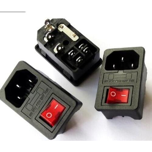 5pcs AC power outlet with lamp with fuse product word card socket equipment triple power outlet chassis socket