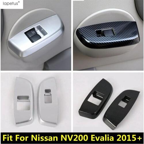 Carbon Fiber / Matte Accessories For Nissan NV200 Evalia 2015 - 2019 ABS Door Handle Window Lift Button Cover Trim Interior Kit