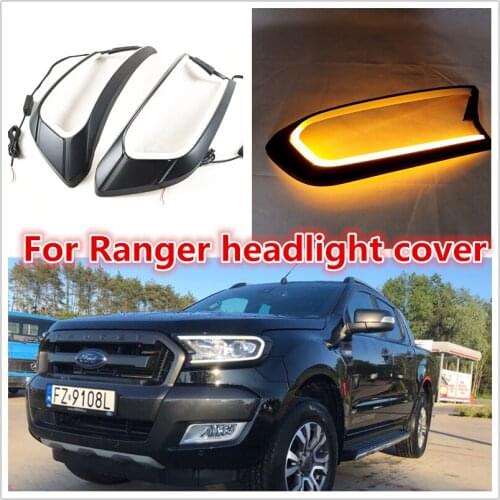 White and yellow running siganls Headlights Cover For Ford RANGER T7 Wildtrak Endeavour EVEREST Rapror 2016-2021