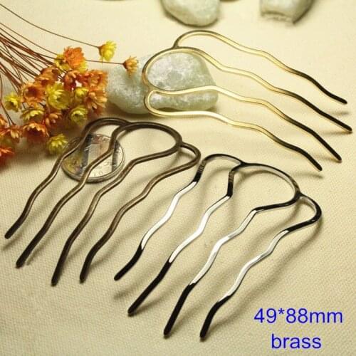Free Shipping - 4 pcs of Large Hair Comb Claw,49*88mm,Made of Brass,DIY Hairpin Findings (4 teeth),Gold-color,Steel,Bronze