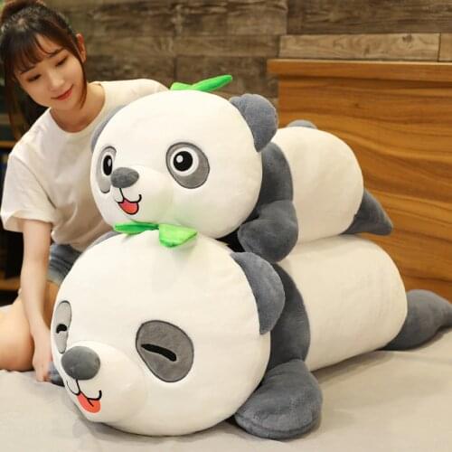 65/90cm Giant Cute Panda with Bamboo Plush Toys Stuffed Animal Doll Cartoon Soft Sleep Pillow Cushion Girls Lovers Birthday Gift