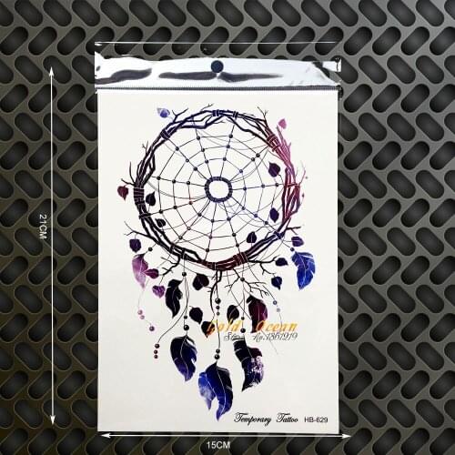 Large Dream Catcher Body Painting Tattoo Sticker Women Flash Temporary Tattoo Sleeve 21x15CM Arm Tatoo Dreamcatcher Wall Sticker