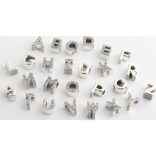 Authentic S925 Silver Bead A-Z Letters Charm fit Lady Bracelet Bangle DIY Jewelry