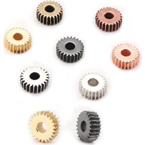 Gear Spacer Beads for Jewelry Making Supplies Charm Gold Beads for Bracelet Making 8mm Copper Vintage Metal Beads