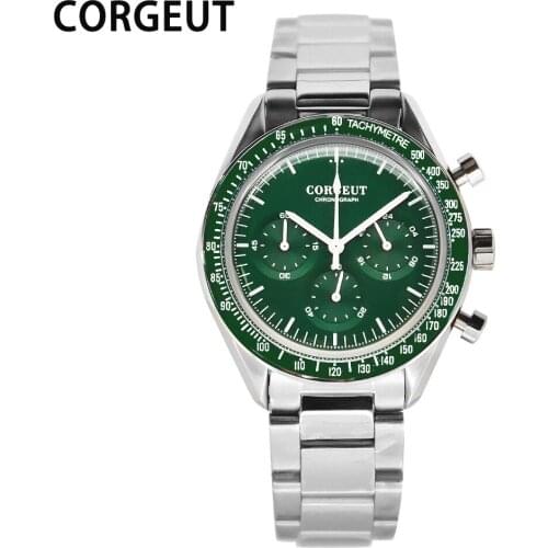 CORGEUT New Men Watch Sport 24 Hours Multifunction Watches Luxury Full Steel Full Chronograph Quartz Clock Men Relogio Masculino
