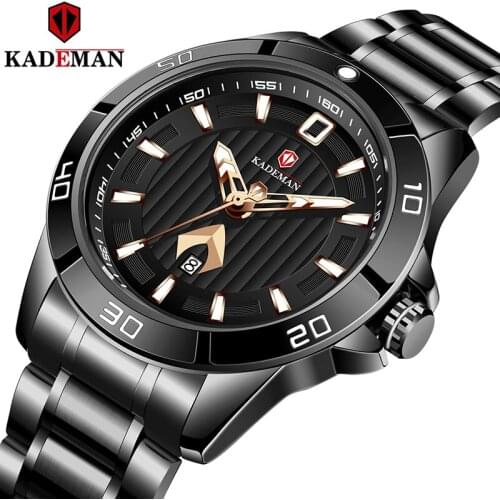 KADEMAN Men Watch Top Brand Luxury Watches Stainless Steel Waterproof Quartz Date Sport Military Wristwatch Relogio Masculino