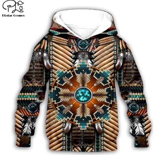 Kids Baby Boy Girl Black Native Indian Lakota Skull print 3d Hoodies Tracksuit Children wear Set Cute Sweatshirts -6