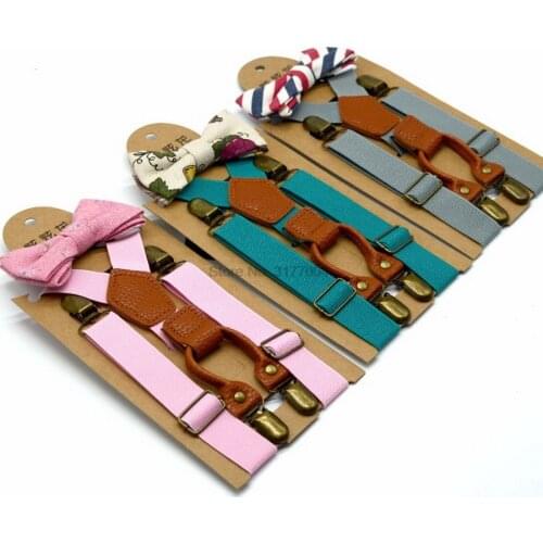 DHL 50pcs Baby High Elastic Bow Ties Set Boys Wedding Matching Braces Suspenders Bowknot Kids Gentle Bow Ties with Metal Clip