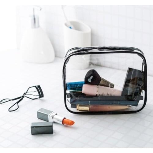 Travel PVC Cosmetic Bags Waterproof Transparent Makeup Bag with Zipper Portable Travel Storage Pouch Make Up Tote Handbags Case