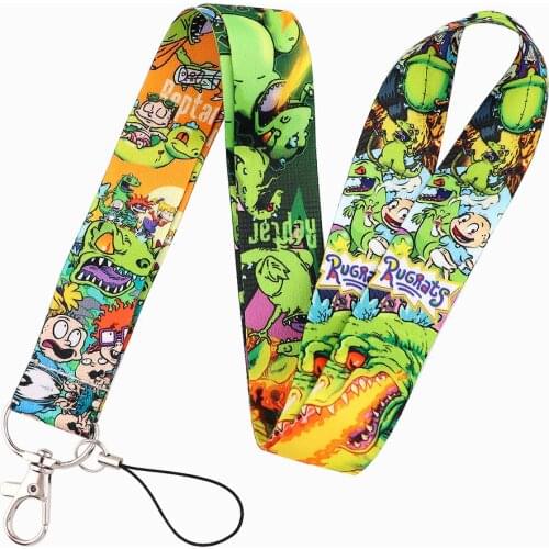 ER1054 Naughty Boy And Green Dragon Cartoon Style Anime Key Chain Lanyard Neck Strap For USB Badge Holder DIY Hang Rope