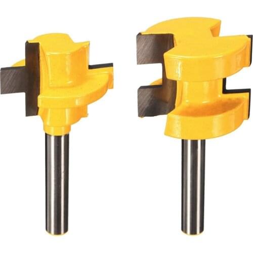2 pcs Tongue Groove Router Bit 1/4" Shank Huge Crown Molding Tenon Line Cutter