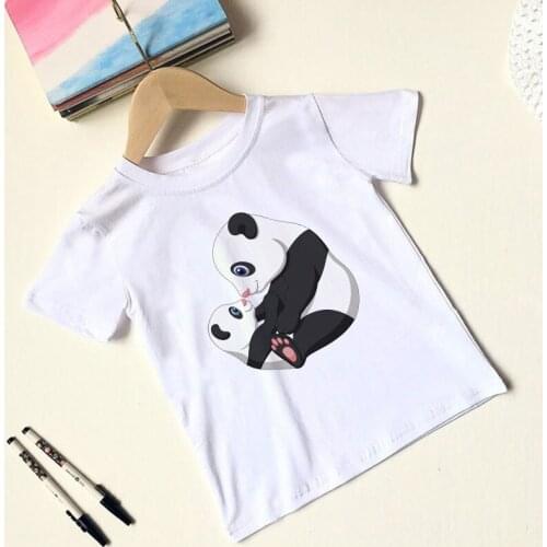 Round neck boys t shirt panda mom love baby printing toddler girl tops lovely tshirt kids fashion casual summer birthday shirt