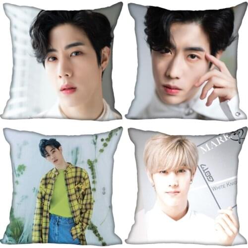 GOT7 Mark Pillow Cover Bedroom Home Office Decorative Pillowcase Square Zipper Pillow Cases Satin Fabric Eco-Friendly 0519