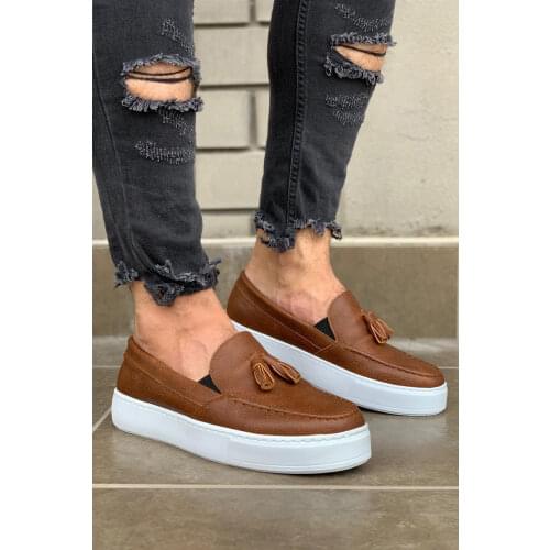 KNACK Tan Daily Shoes Van for Men 717 White Bottom Artificial Leather Rubber Fall & Spring Casual Outdoor Comfortable Footwear Venus Fast and Free Shipping High Quality Fabric