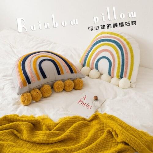 Creative Cartoon Rainbow Plush Pillow Cushion Sofa Waist Cushion Doll Home Decor Christmas Valentines Day Mothers Day Gifts