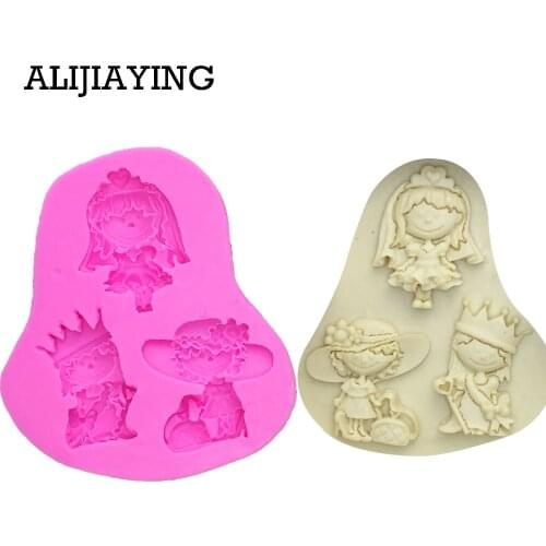 M0119 Girl princess bride cake decorating tools Liquid 3D Silicone Mold DIY baking accessories