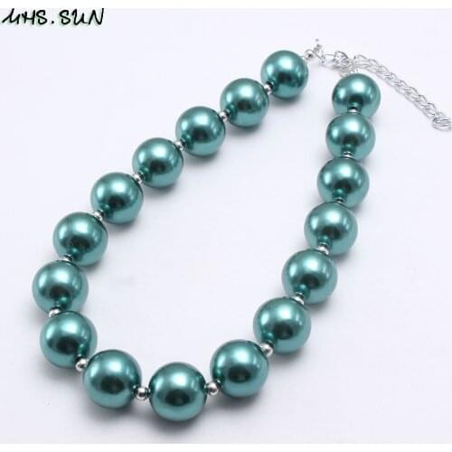 MHS.SUN Multiple color baby chunky ABS pearl beaded necklace for child diy jewelry kids girls handmade choker party gift 1pc