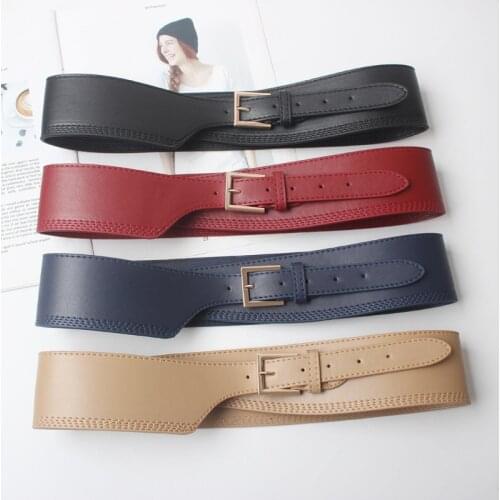 Nrw Fashion Spring Autumn Women Lady Fashion Color Soft Pu Leather Wide Belt Self Tie Wrap Waist Mujer Dress Pants Pasek Damski