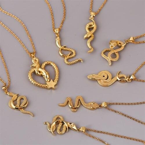 Trendy Female Copper Metal Animal Snake Necklaces Pendants For Women Gift Gold Color Stainless Steel Chain Necklace Jewelry