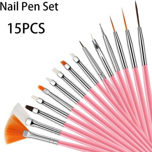 Nail Brushes Set for Manicure DIY Tool Set 3D Gel Acrylic Brushes Liner Pen Nail Art Brush for Nails Design 15pc/set