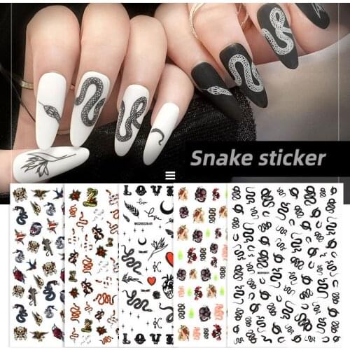 New Fashion Dark Series Snake Pattern Nail Sticker DIY Charm Nail Decoration Accessories Supplies