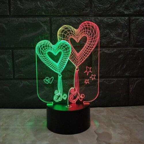 New Heart To Match 3d Visual Night Light Creative Christmas decorations Led Stereo Birthday Gift 3d Lamp Light Fixtures