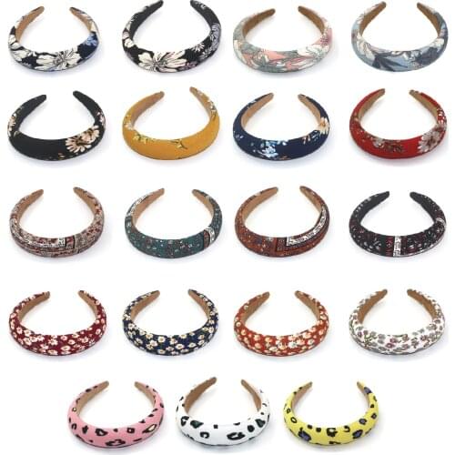Satin Padded Headbands Hair Hoop Plastic Crystal Thick Girls Sponge Non-slip Hairbands Accessories Pearls Knot for Women Solid