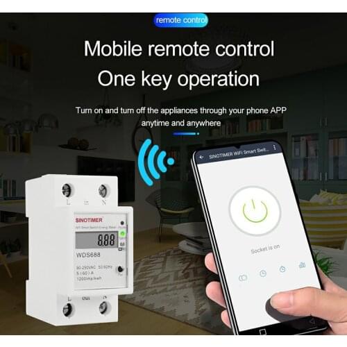 Tuya Single Phase 60A Din Rail WIFI Smart Energy Meter timer Power Consumption Monitor kWh Meter Wattmeter 110V 220V 50/60Hz