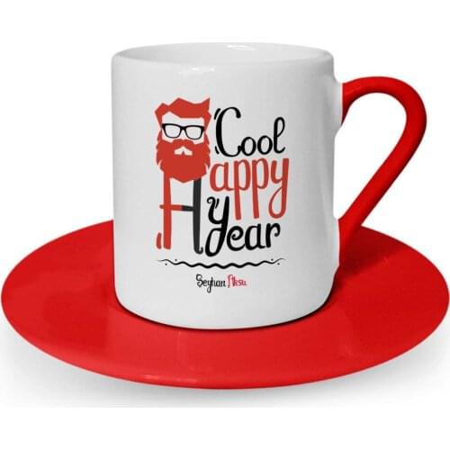 Personalized Santa Claus Happy Birthday Red Turkish coffee Cup-4