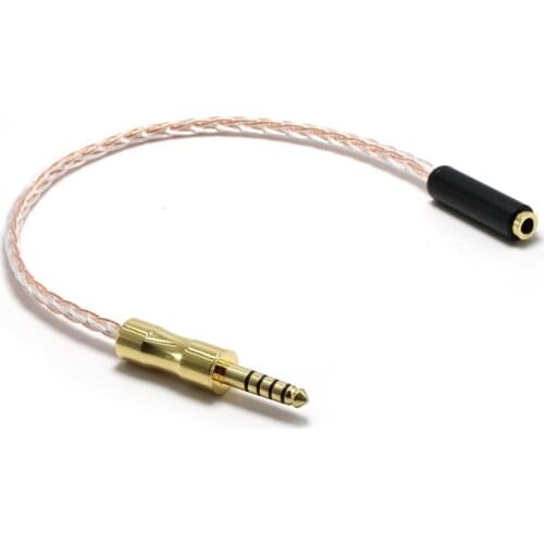 TRRS OFC Silver plated & gold plated 4.4mm Male to 3.5mm Balanced Female earphone Cable, audio car upgrade cable