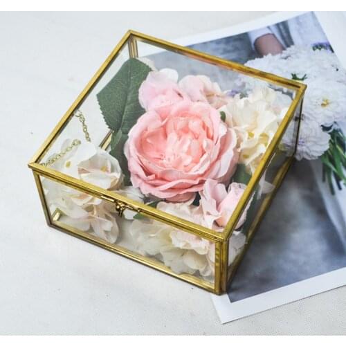 Jewellery Box Transparent Glass Room Glass Box Ring Box Wedding Ring Jewelry Earring Box Preserved Flower Decorative Box