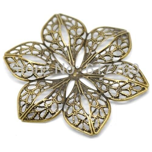 Free shipping-30Pcs Antique Bronze Filigree Flower Wraps Connectors DIY Jewelry Findings Connectors 6x5.3cm J0046