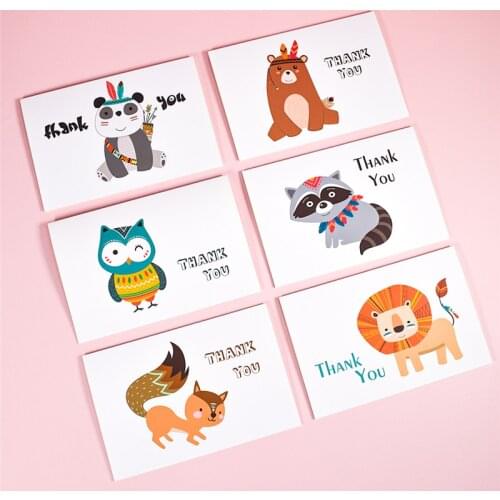 Thank You Cards with Envelopes 6x4 Note Card Cute Animals Blank Inside Thanksgiving Day Business Birthday Greeting Cards