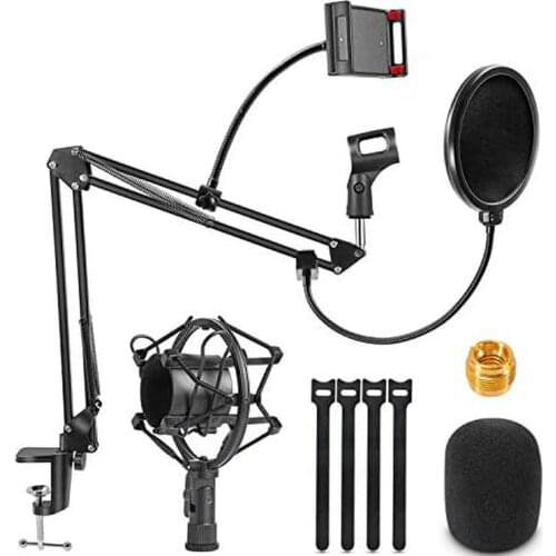 Heavy Duty Microphone Stand with Shock Mount Mic Clip Holder Boom Scissor Arm Bracke For BM 800 Blue Yeti Mic