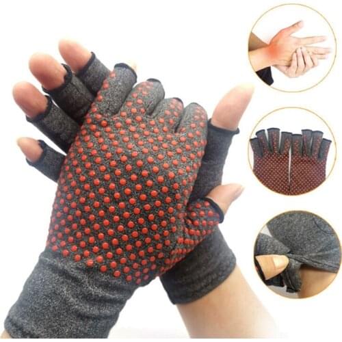 Compression Arthritis Fingerless Gloves Wrist Support Joint Pain Relief Hand Brace Magnetic Therapy Heating Mittens